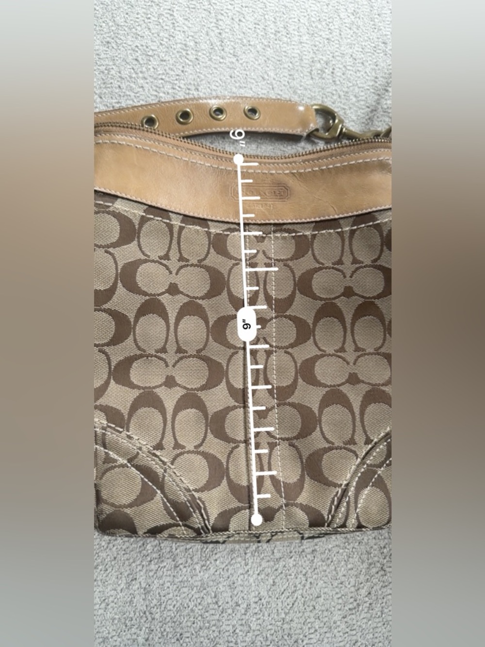 Coach Signature Hobo Shoulder Bag H0685-10402 Brown Tan Canvas Leather Trim - Picture 10 of 10